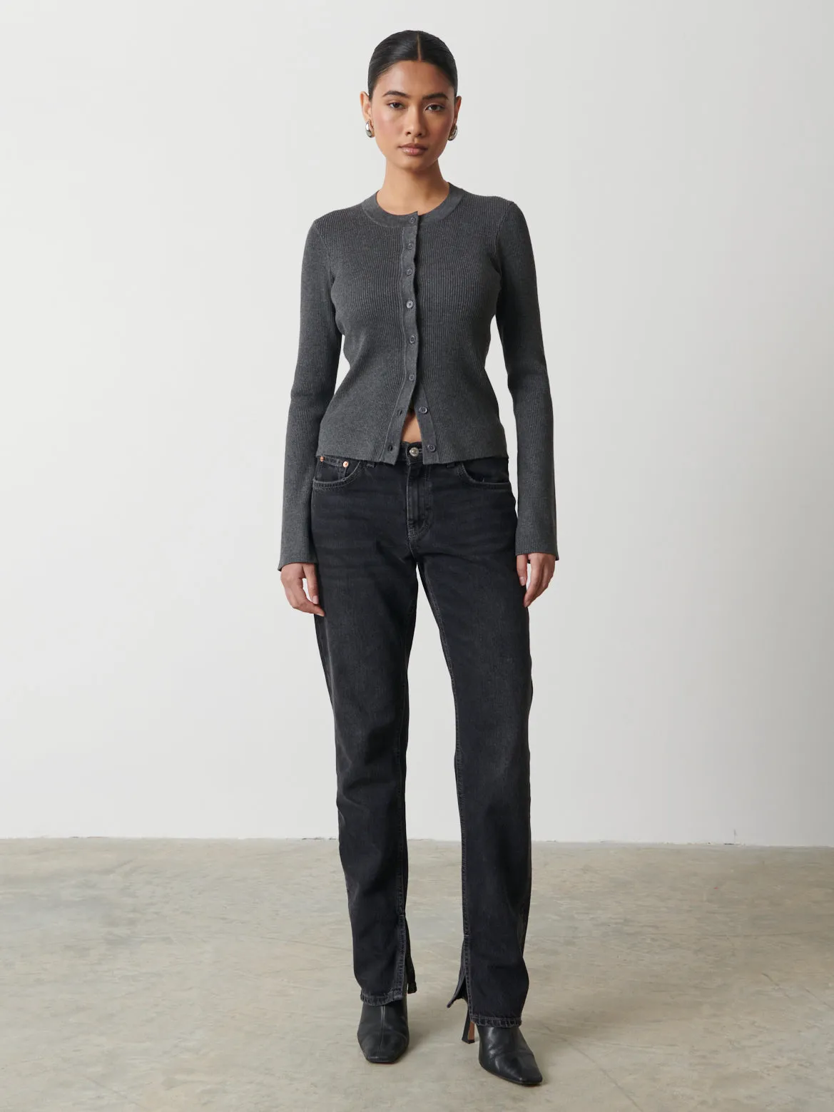 Lacey Button Down Top - Charcoal Grey sold by Pretty Lavish product image thumbnail 3