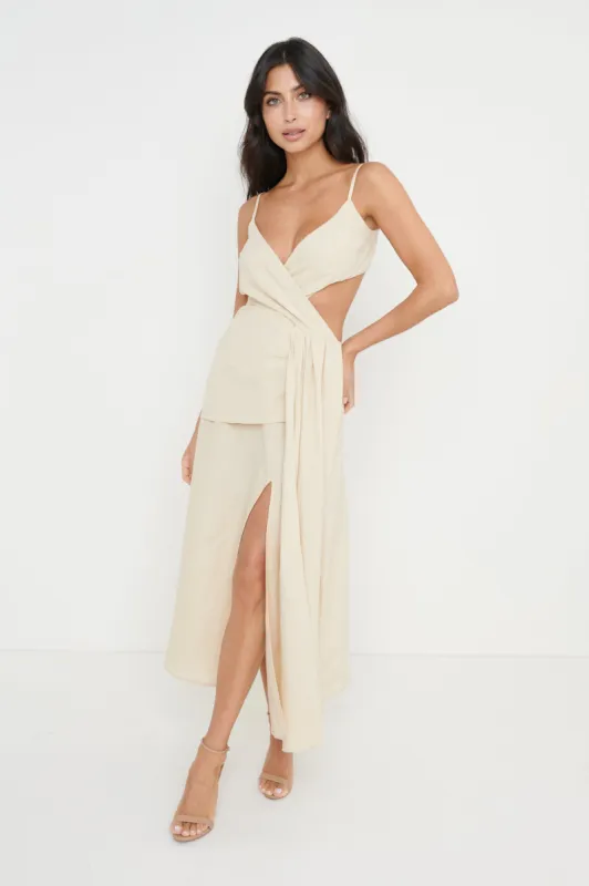 Julian Drape Midaxi Dress - Off White sold by Pretty Lavish
