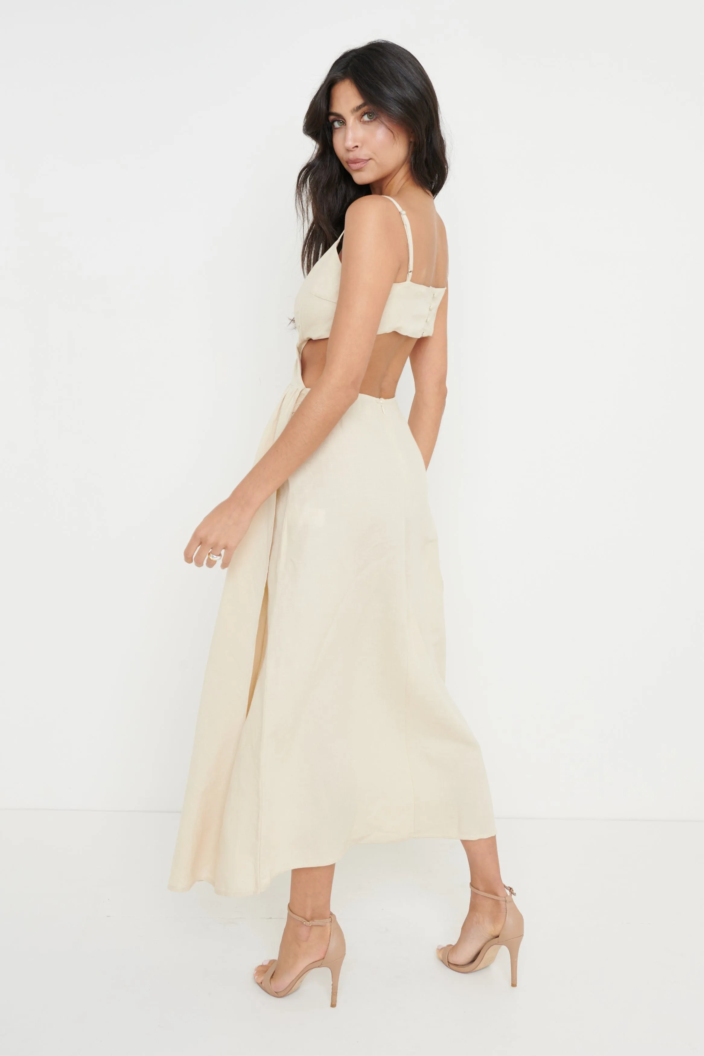 Julian Drape Midaxi Dress - Off White sold by Pretty Lavish product image thumbnail 2