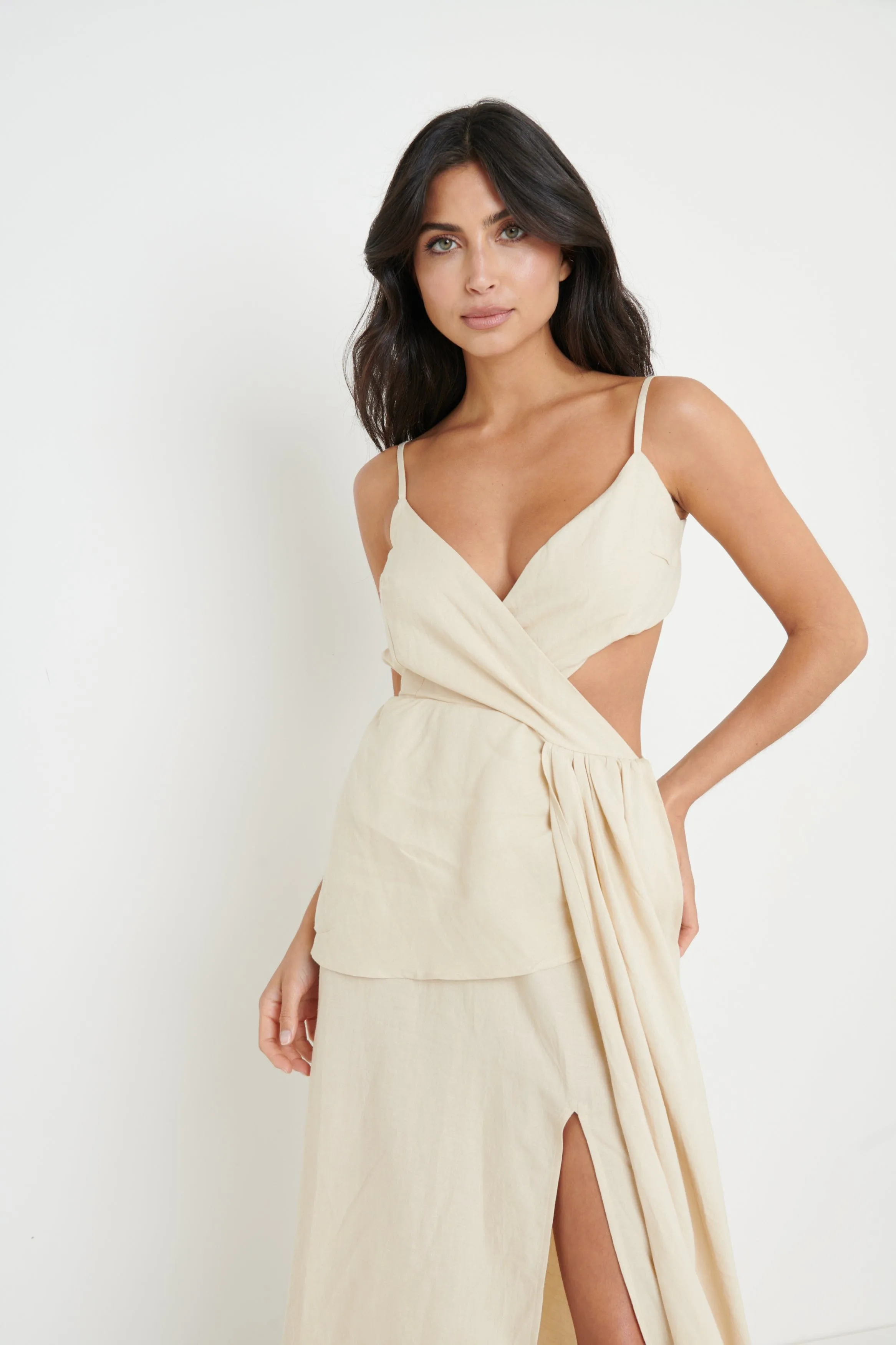 Julian Drape Midaxi Dress - Off White sold by Pretty Lavish product image thumbnail 3