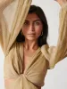 Josie Metallic Blouse - Metallic Gold sold by Pretty Lavish