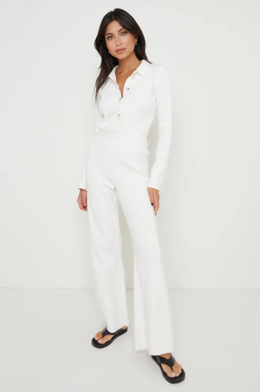 Daisy Wide Leg Knit Jumpsuit- Cream sold by Pretty Lavish