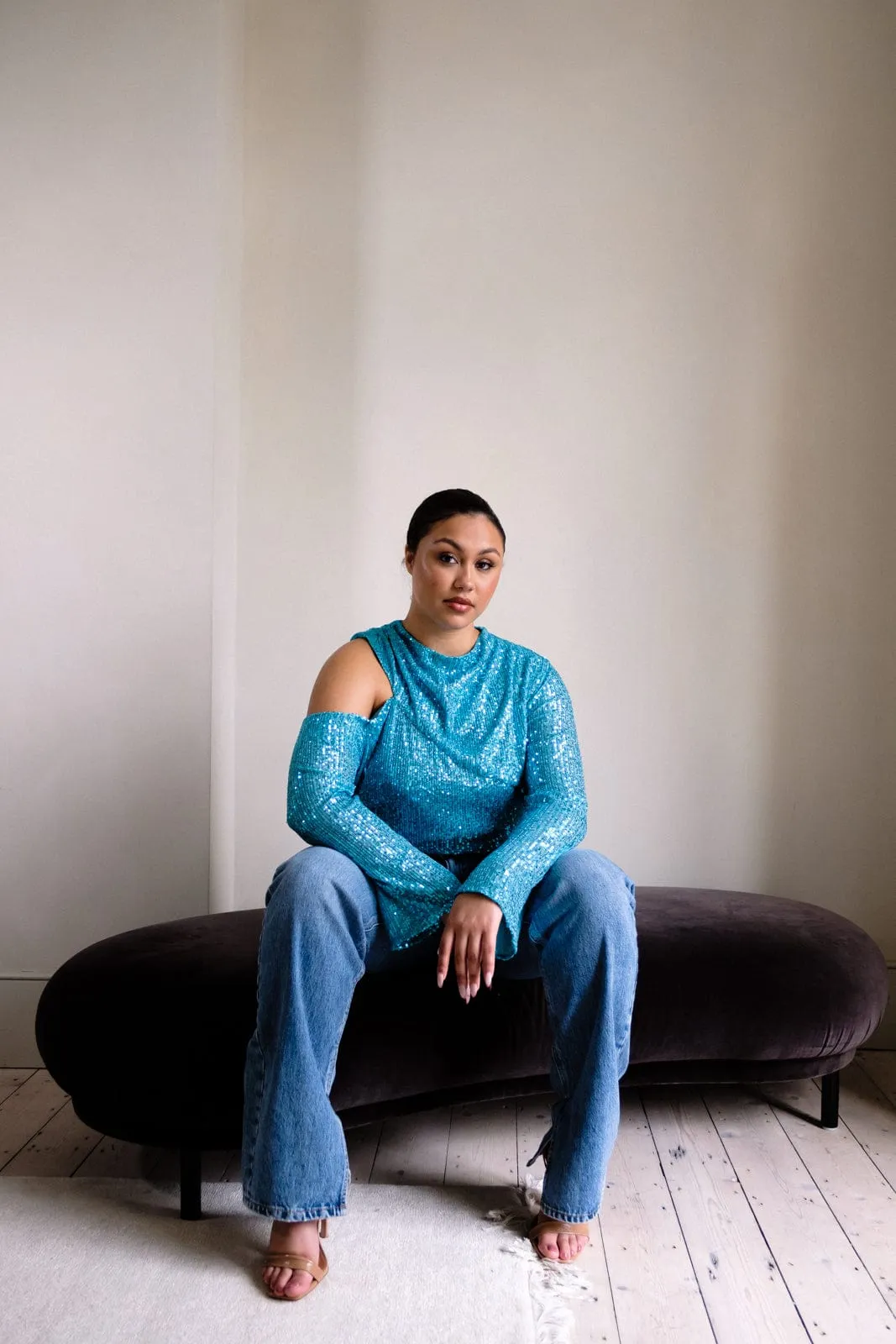 Jett Sequin Asymmetric Blouse - Blue sold by Pretty Lavish product image thumbnail 2