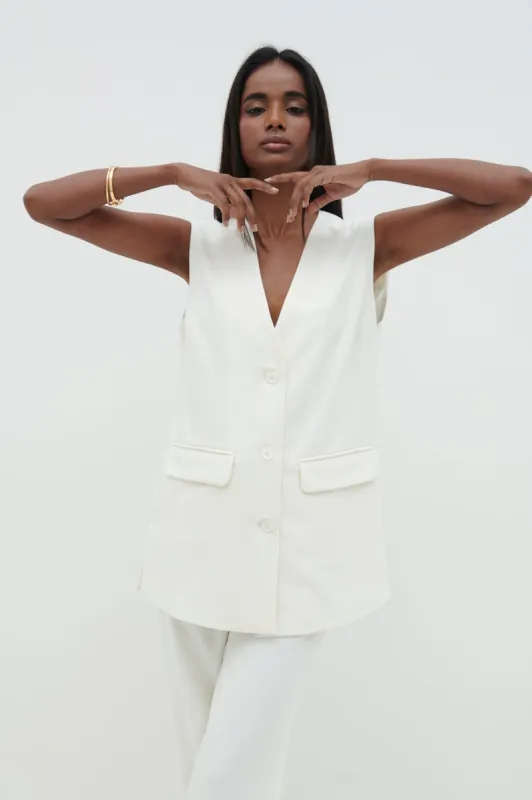 Harlee Sleeveless Waistcoat - Cream sold by Pretty Lavish