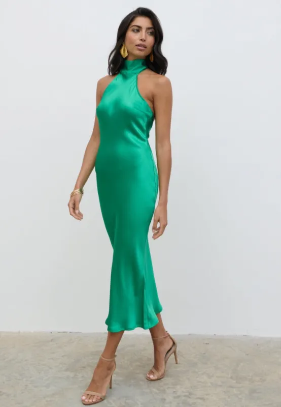 Raleigh Recycled Cowl Back Midaxi Dress - Emerald Green sold by Pretty Lavish