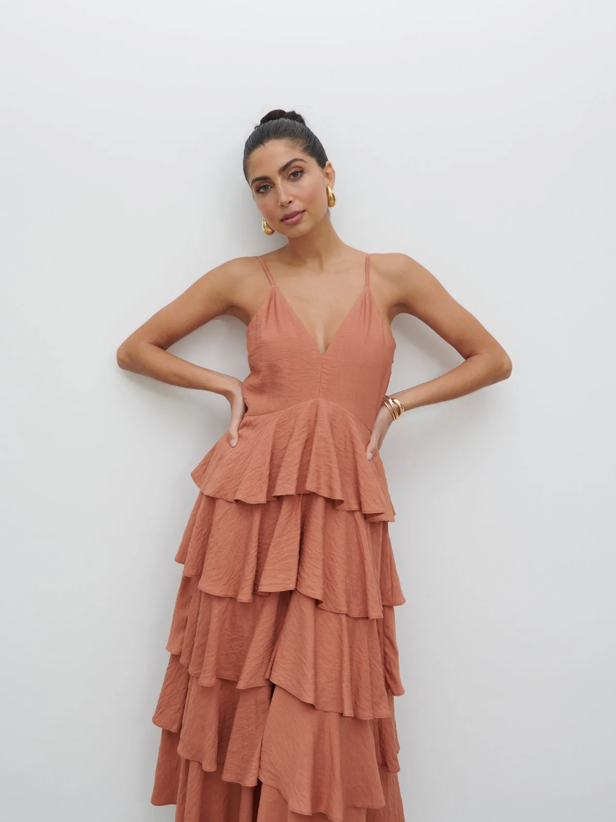 Lissy Textured Midaxi Dress - Tan Blush sold by Pretty Lavish product image thumbnail 2