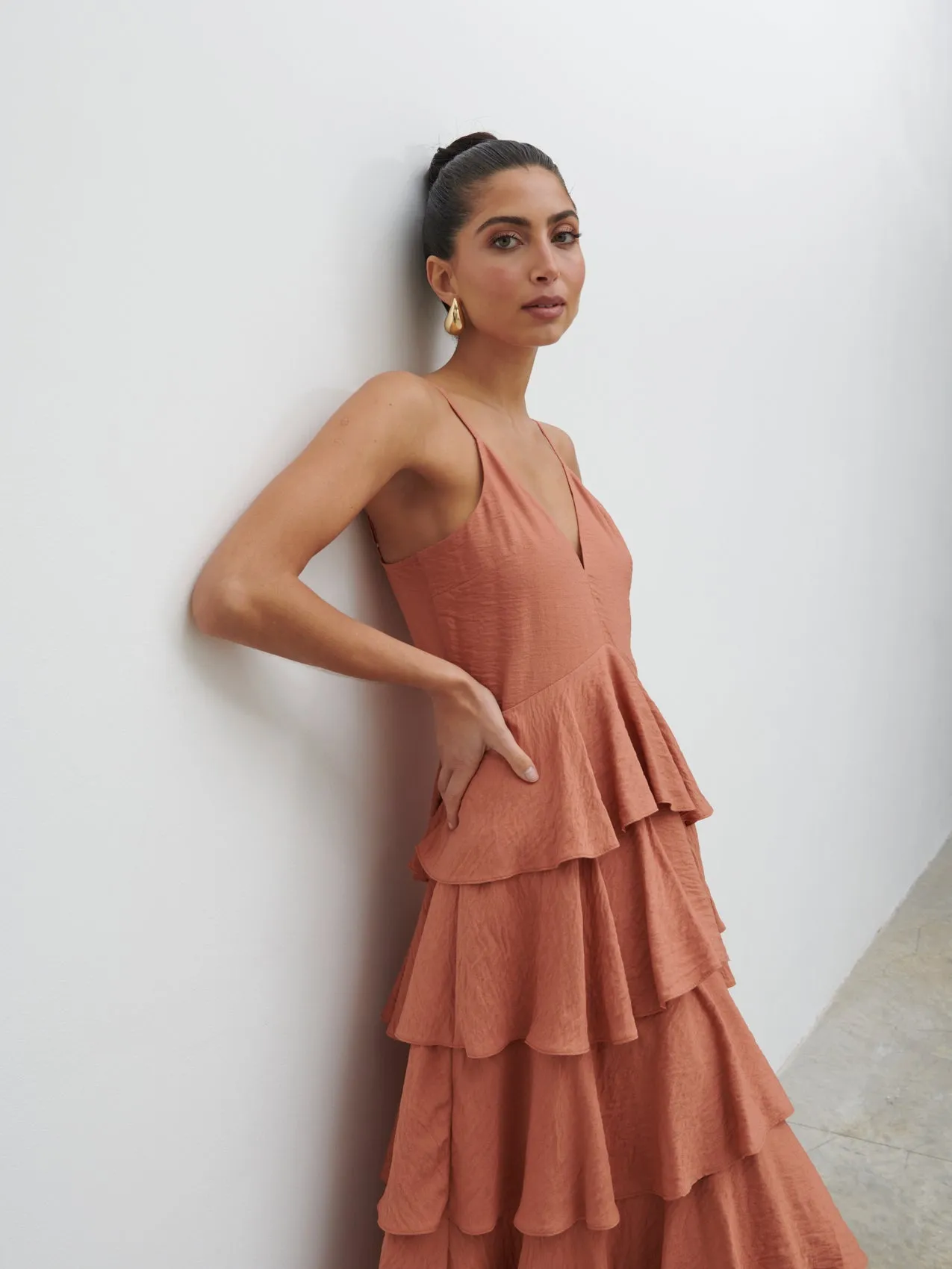 Lissy Textured Midaxi Dress - Tan Blush sold by Pretty Lavish product image thumbnail 4