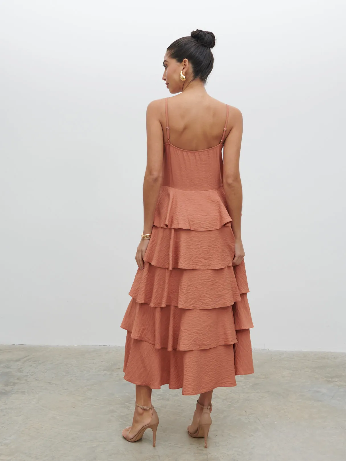 Lissy Textured Midaxi Dress - Tan Blush sold by Pretty Lavish product image thumbnail 3