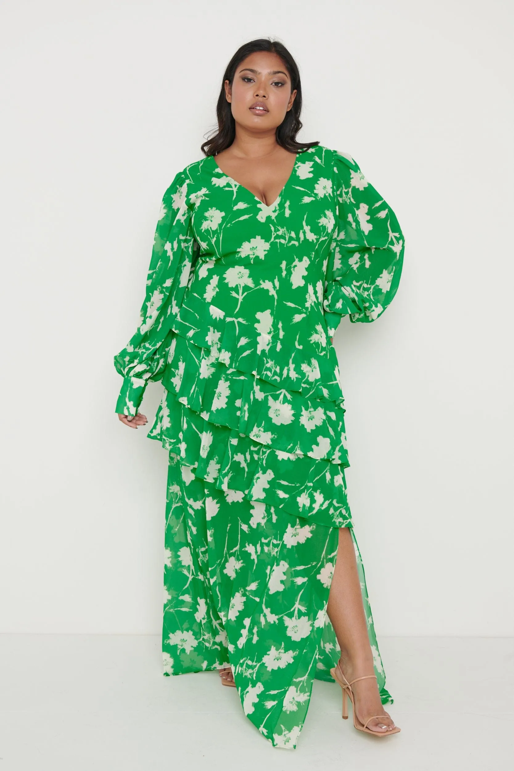 Sabrinna Backless Ruffle Dress - Green Floral sold by Pretty Lavish product image thumbnail 4