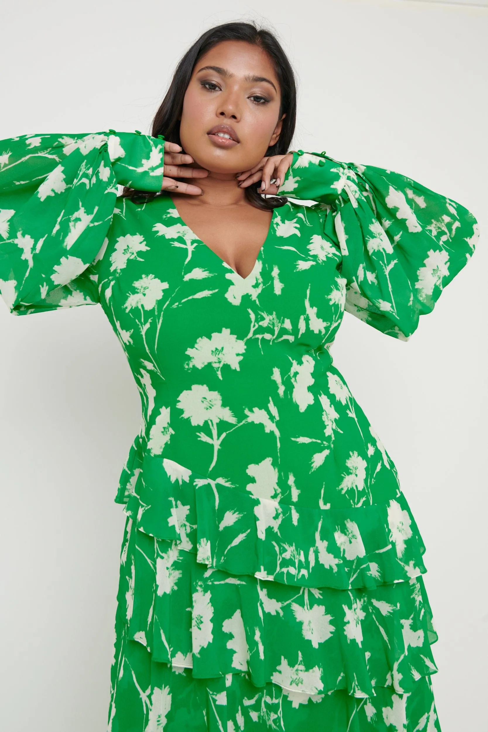 Sabrinna Backless Ruffle Dress - Green Floral sold by Pretty Lavish product image thumbnail 5