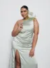 Amelia Ruched Maxi Bridesmaid Dress Curve - Sage sold by Pretty Lavish