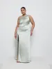 Amelia Ruched Maxi Bridesmaid Dress Curve - Sage sold by Pretty Lavish