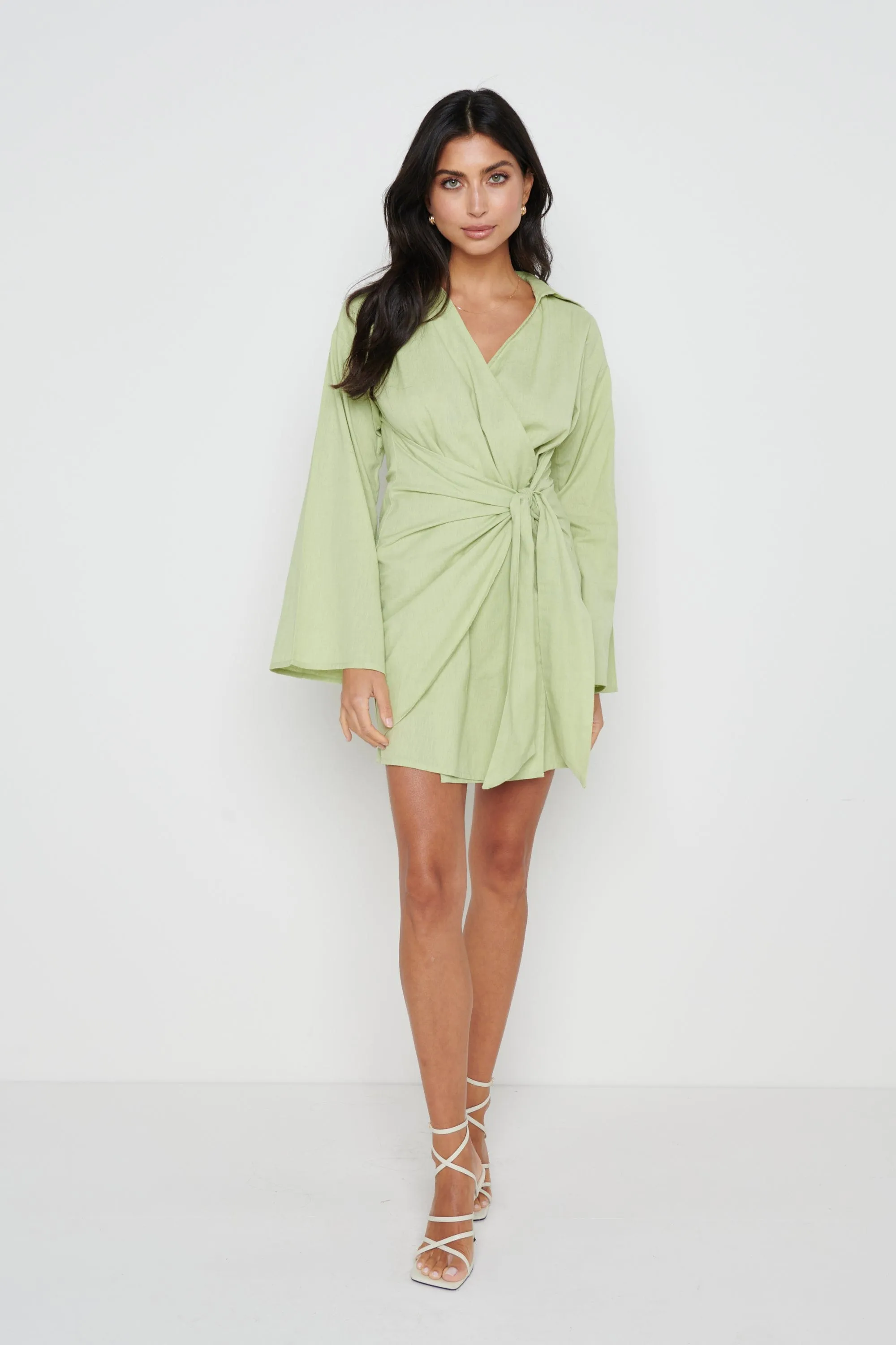 Louis Tie Mini Dress - Green sold by Pretty Lavish product image thumbnail 2