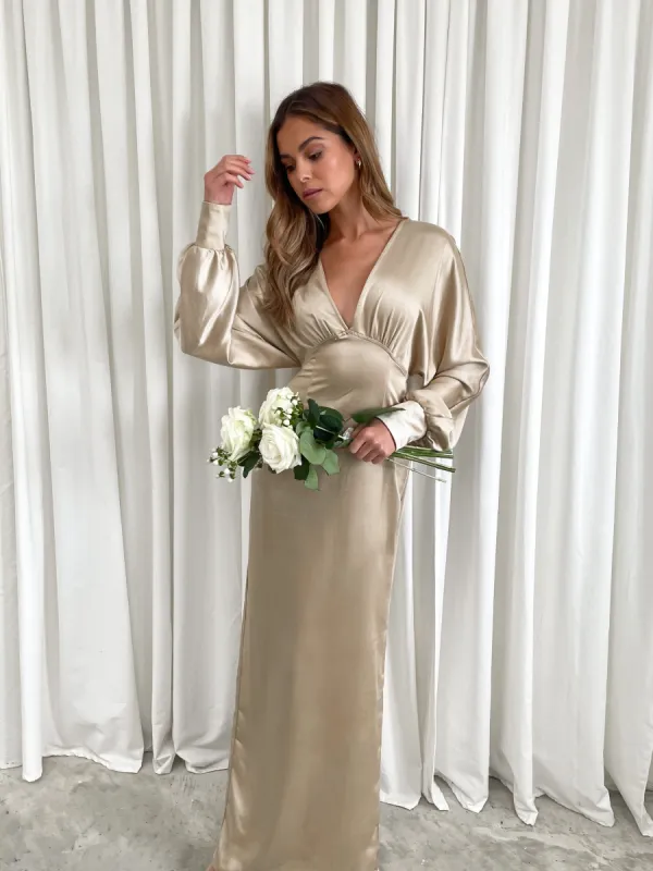 Alexis Maxi Batwing Dress - Matte Bronze sold by Pretty Lavish