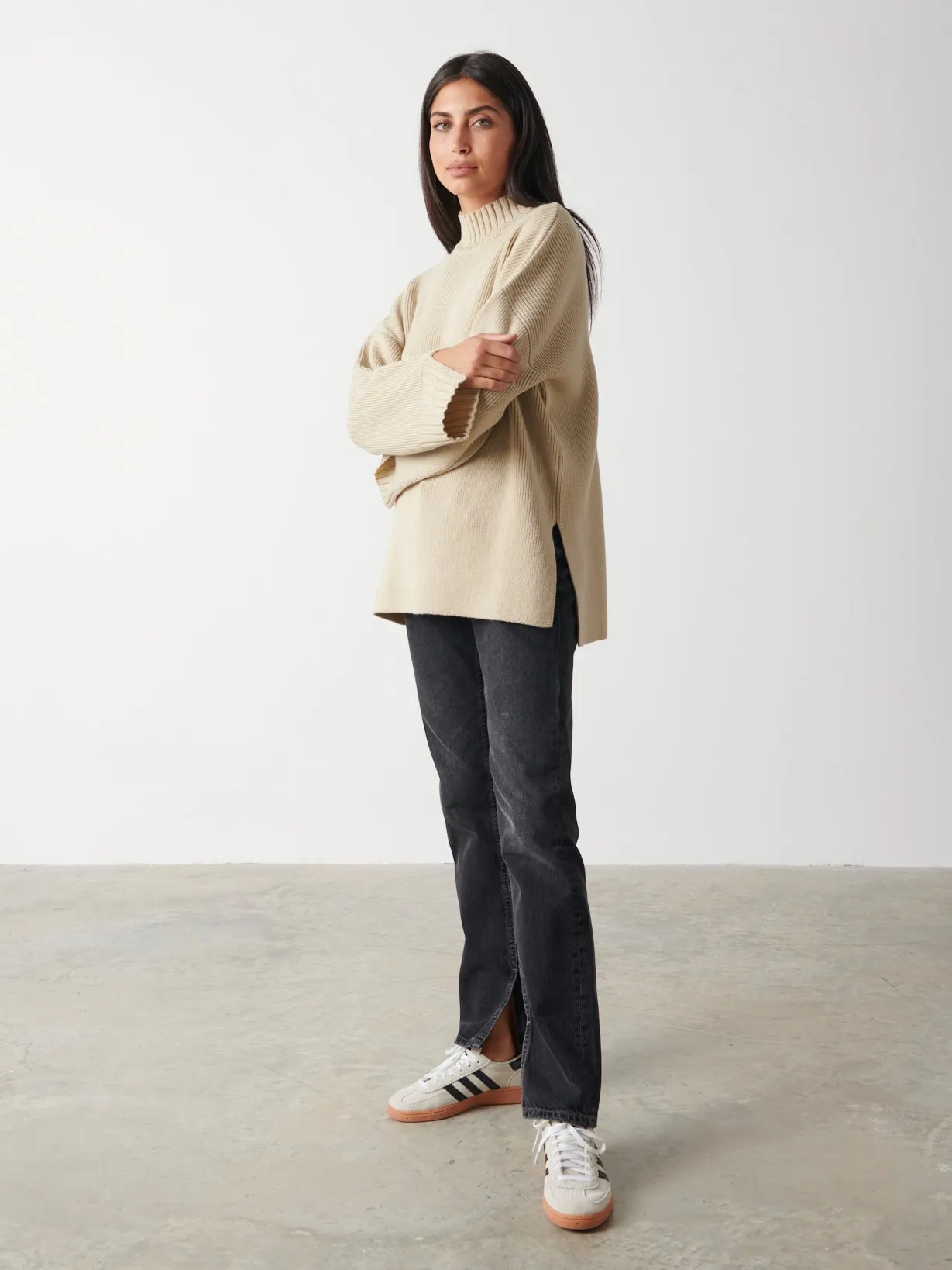 Amory Grown Neck Knit Jumper - Beige sold by Pretty Lavish product image thumbnail 2