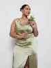 Esmee Wrap Maxi Bridesmaid Dress Curve - Olive sold by Pretty Lavish