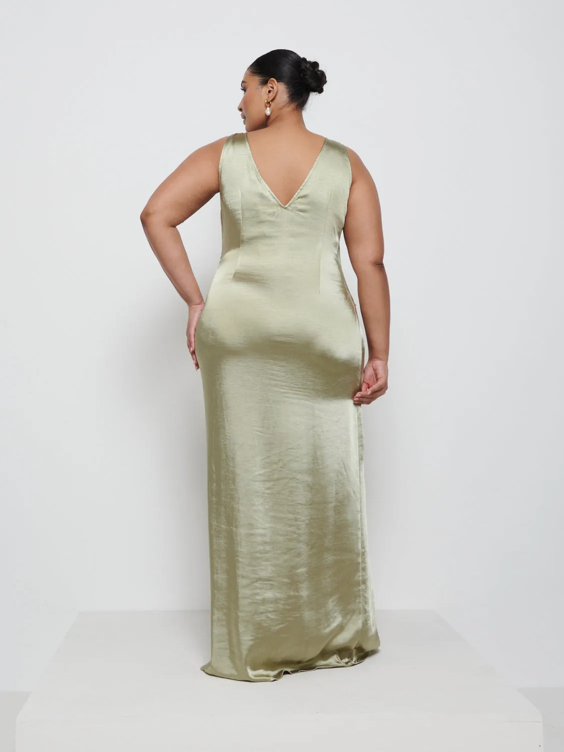 Esmee Wrap Maxi Bridesmaid Dress Curve - Olive sold by Pretty Lavish product image thumbnail 3