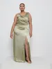 Esmee Wrap Maxi Bridesmaid Dress Curve - Olive sold by Pretty Lavish