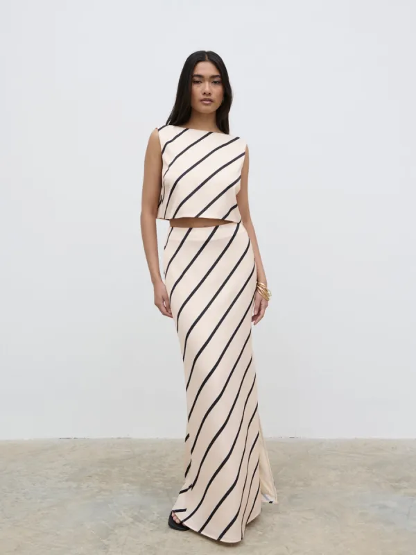 Zuri Maxi Skirt - Asymmetric Stripe sold by Pretty Lavish