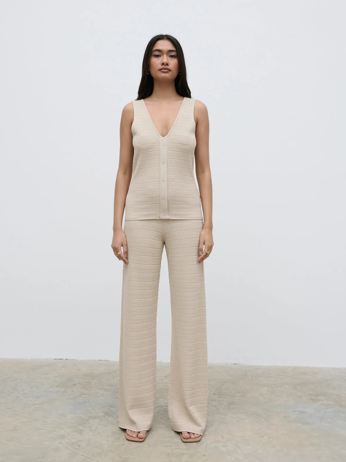 Bridget Crochet Knit Trousers - Beige sold by Pretty Lavish product image thumbnail 5