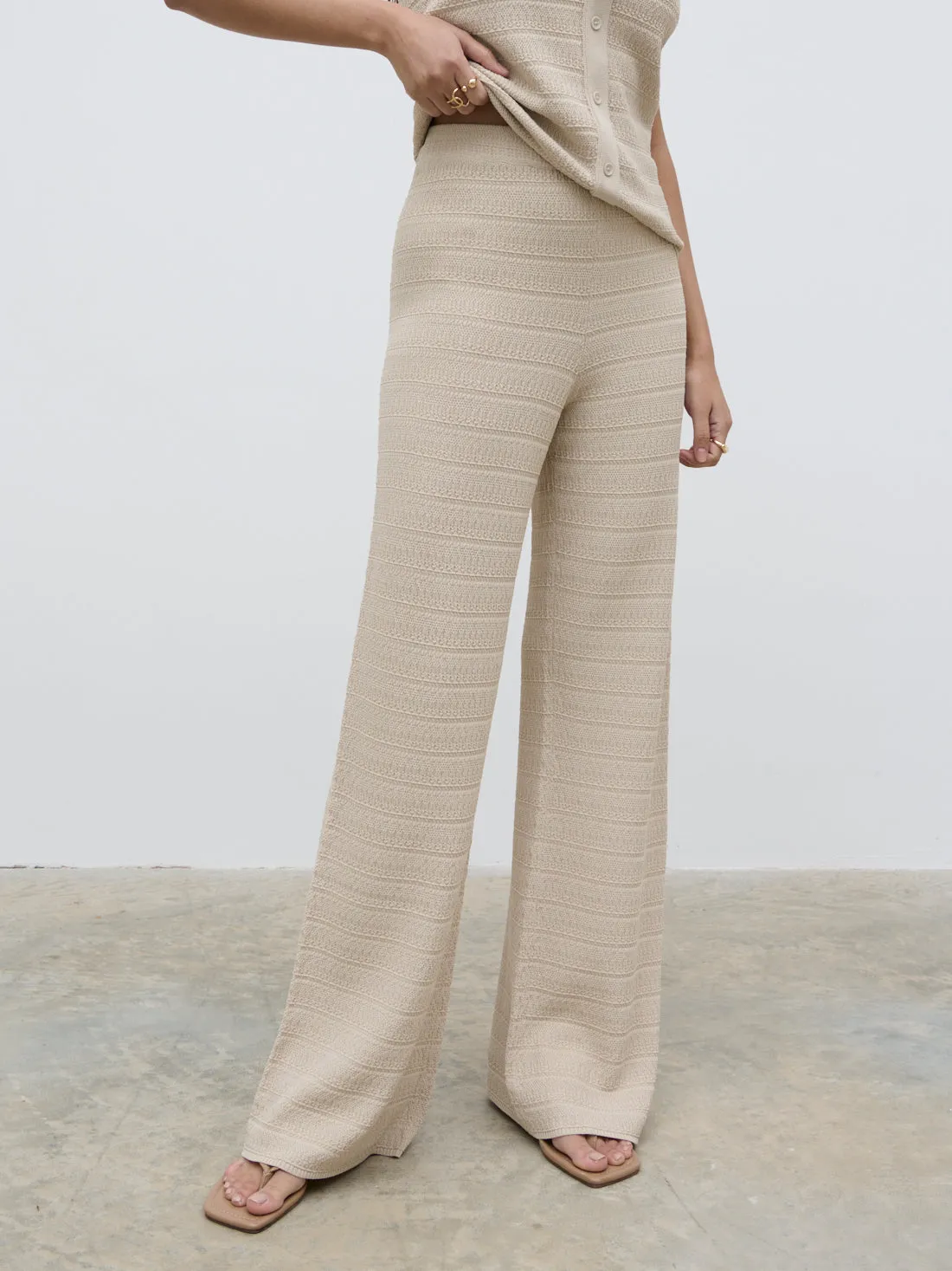 Bridget Crochet Knit Trousers - Beige sold by Pretty Lavish product image thumbnail 2