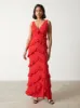 Piper Ruffle Maxi Dress - Red sold by Pretty Lavish