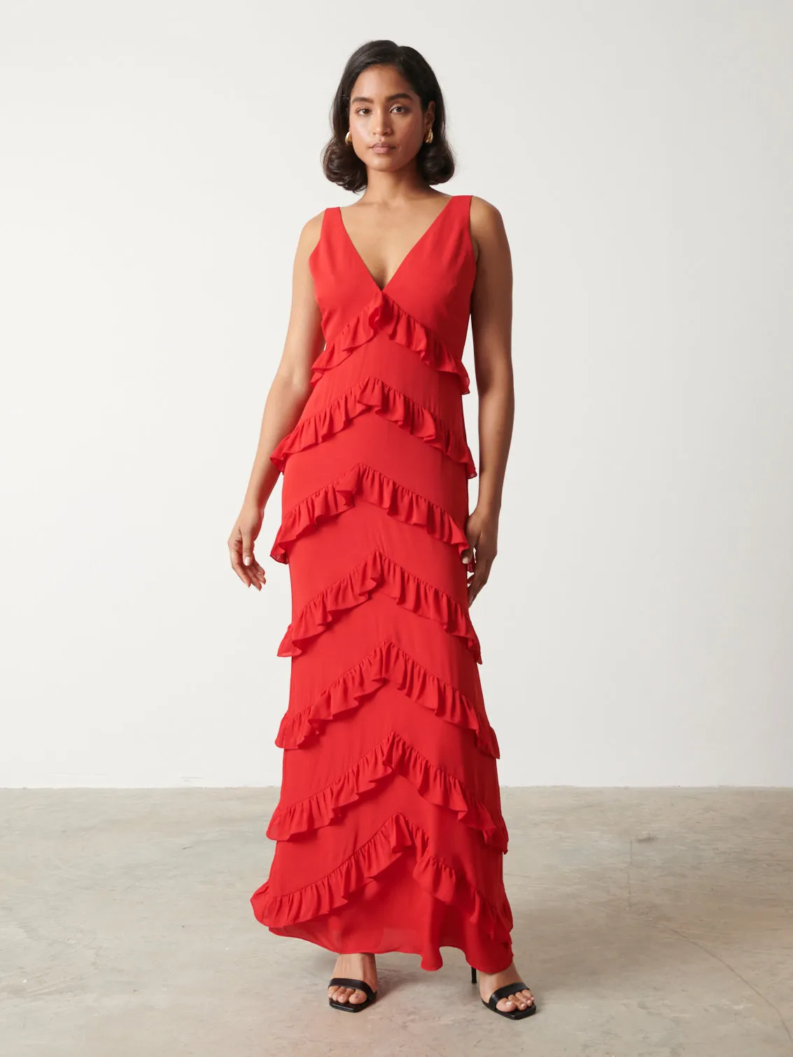 Piper Ruffle Maxi Dress - Red sold by Pretty Lavish product image thumbnail 2