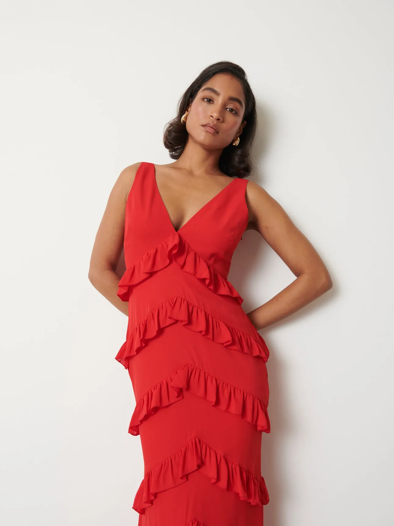 Piper Ruffle Maxi Dress - Red sold by Pretty Lavish