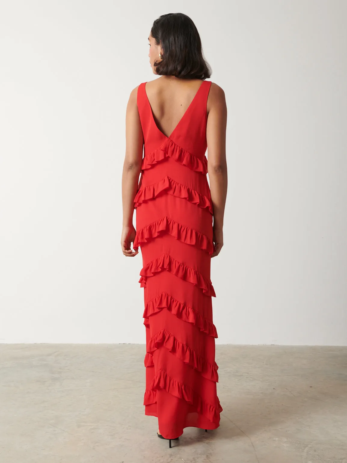Piper Ruffle Maxi Dress - Red sold by Pretty Lavish product image thumbnail 3