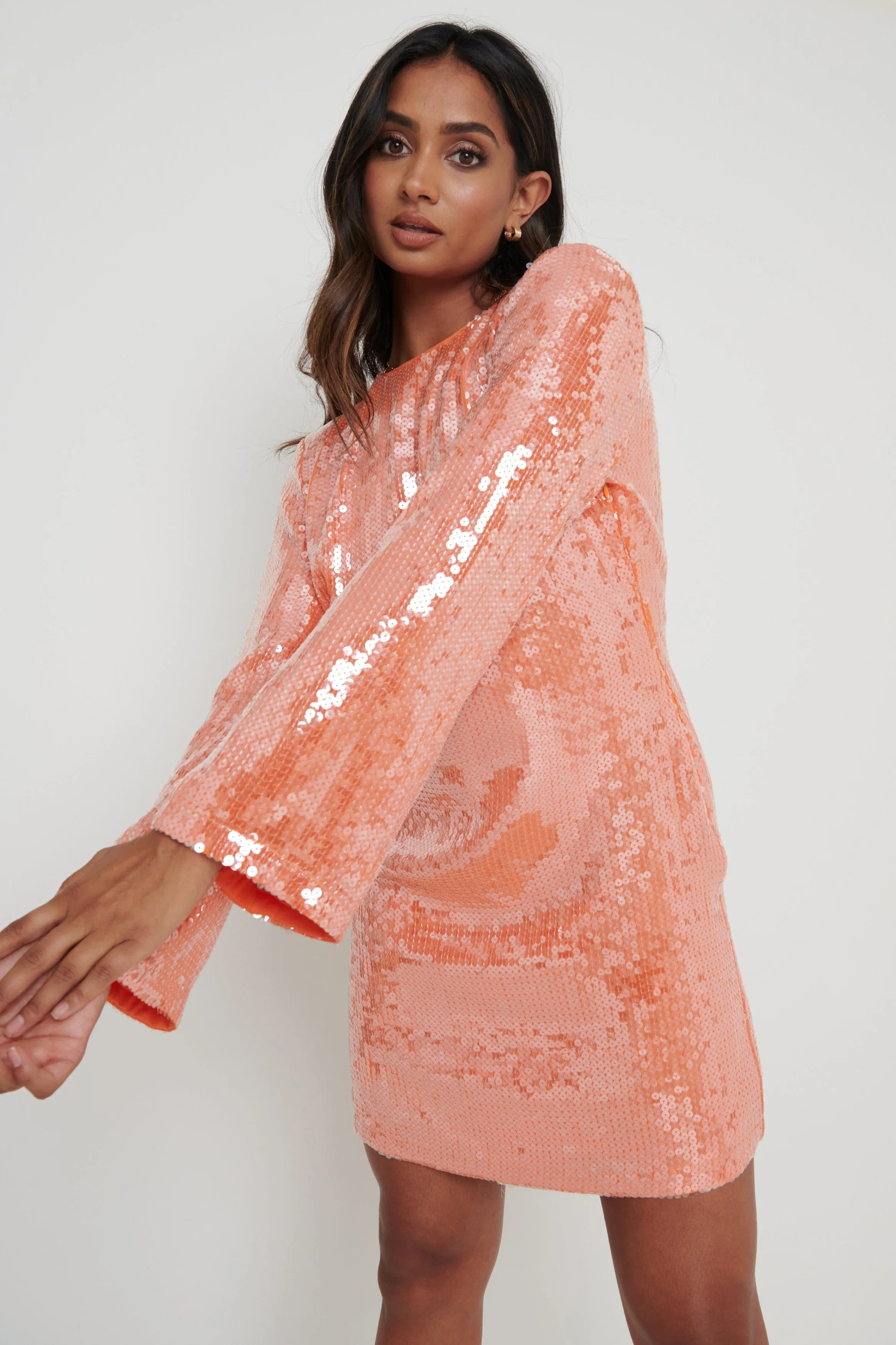 Indie Sequin Mini Dress - Orange sold by Pretty Lavish product image thumbnail 3