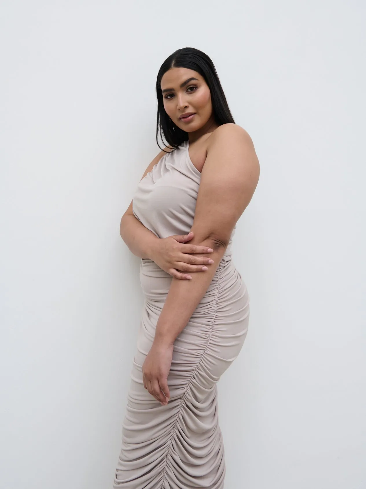 Zephee Jersey Midaxi Dress Curve - Stone sold by Pretty Lavish product image thumbnail 2