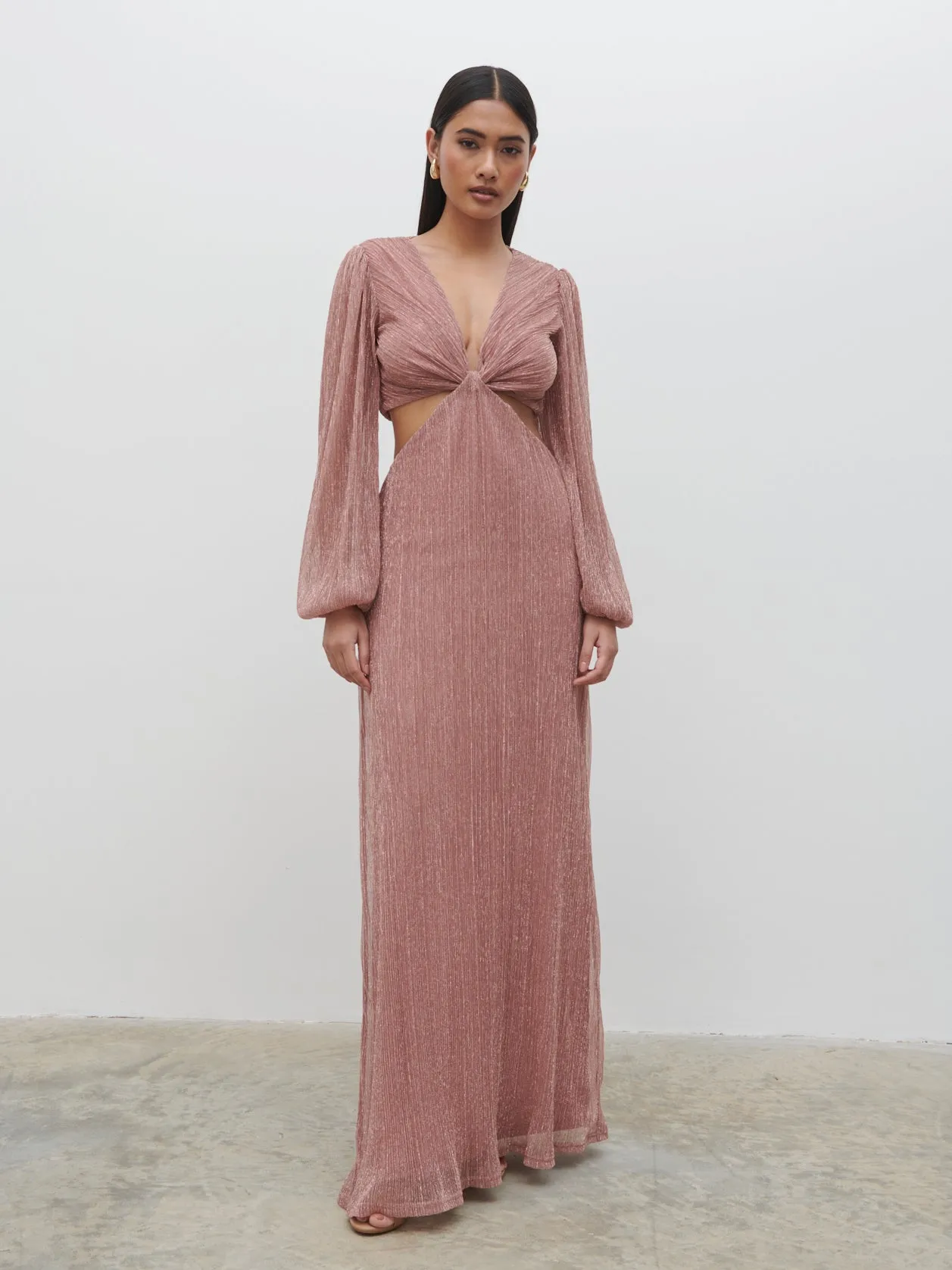 Zaya Plisse Metallic Maxi Dress - Pink sold by Pretty Lavish