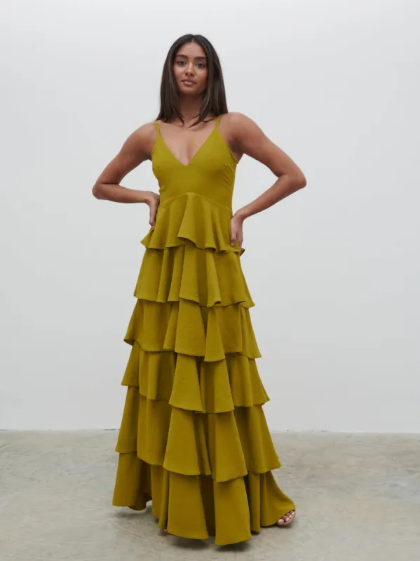 Lissy Textured Maxi Dress - Chartreuse sold by Pretty Lavish