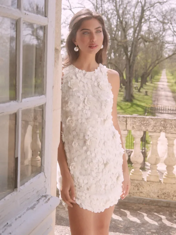 Arles Rosette Sequin Mini Dress - Ivory sold by Pretty Lavish