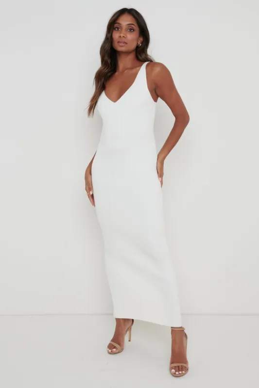 Lara Ribbed Midaxi Dress - Cream sold by Pretty Lavish