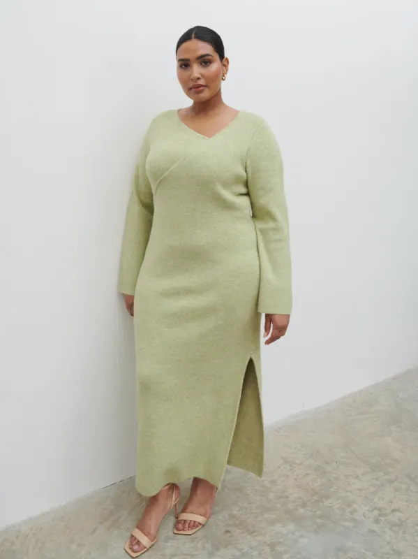 Zariah Space Dye Midaxi Dress Curve - Pistachio sold by Pretty Lavish