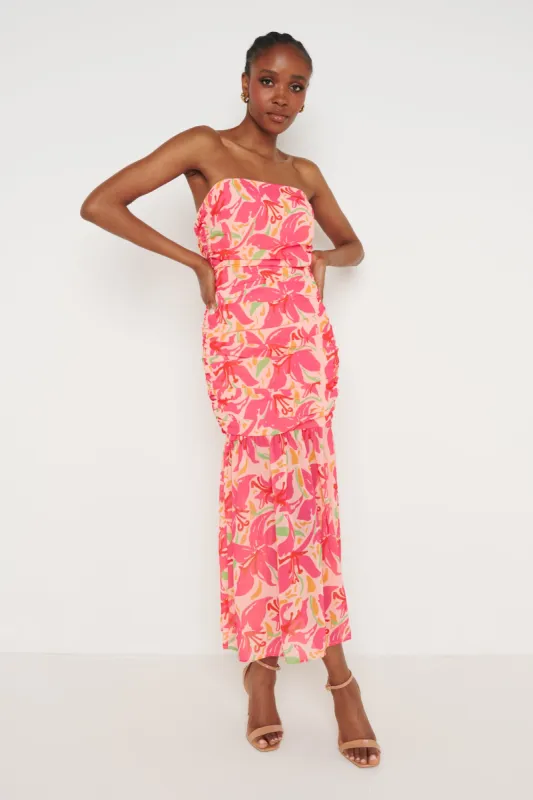 Marlee Floaty Hem Midaxi Dress - Pink Lily sold by Pretty Lavish