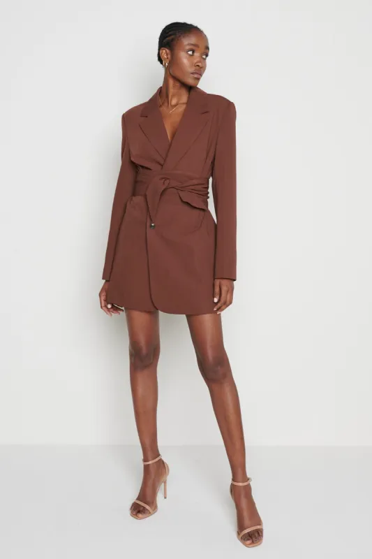 Carrie Belted Blazer Dress - Chocolate Brown sold by Pretty Lavish