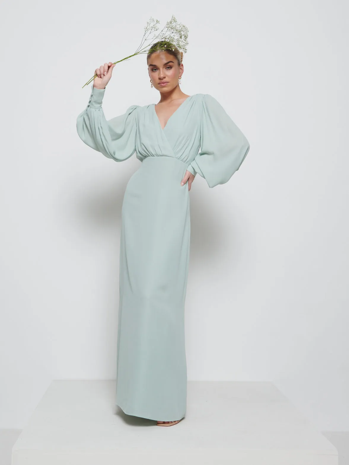 Sienna Chiffon Bridesmaid Dress - Sage sold by Pretty Lavish