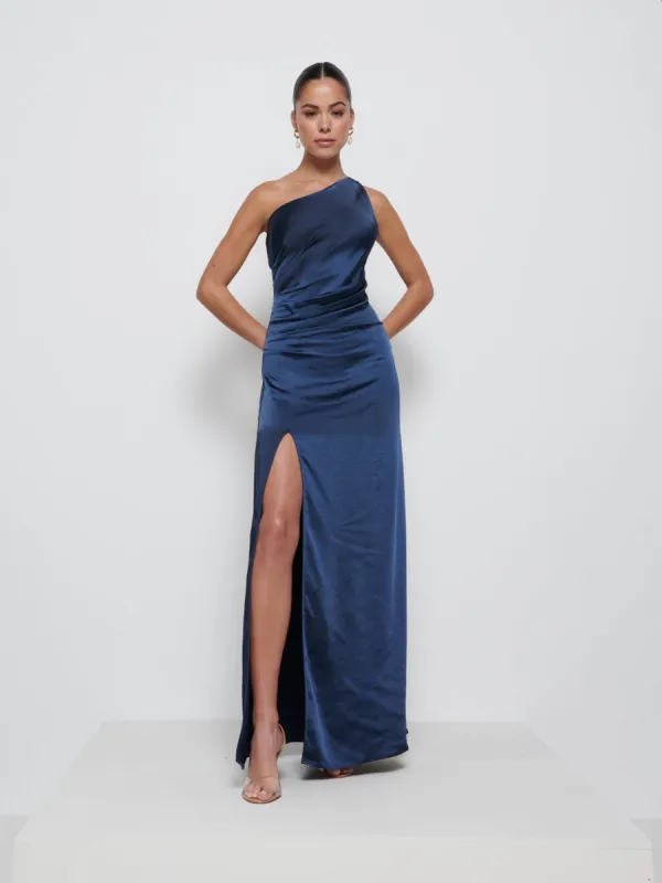 Amelia Ruched Maxi Bridesmaid Dress - Navy sold by Pretty Lavish