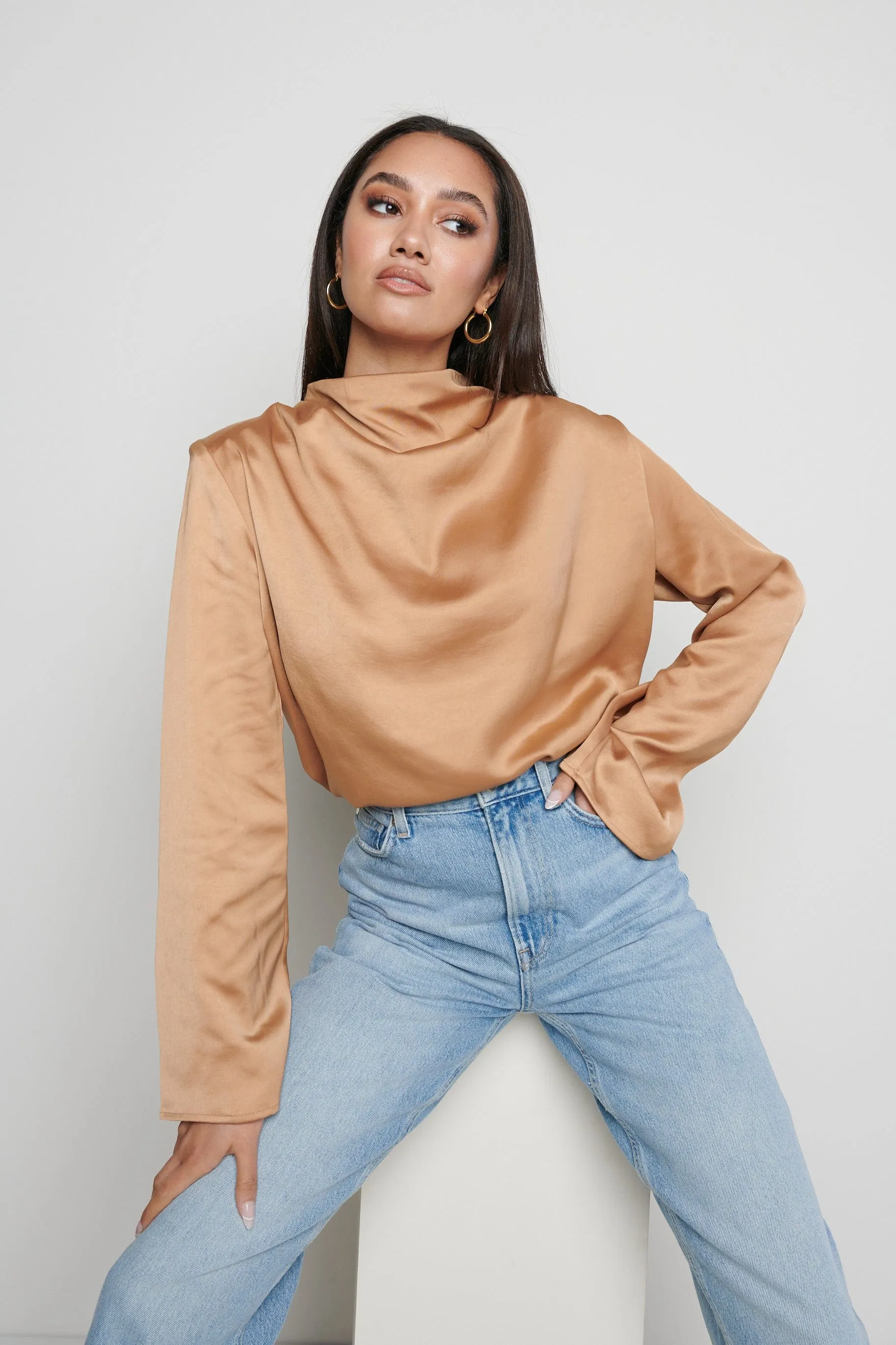 Jayda Cowl Neck Blouse - Brown sold by Pretty Lavish product image thumbnail 3