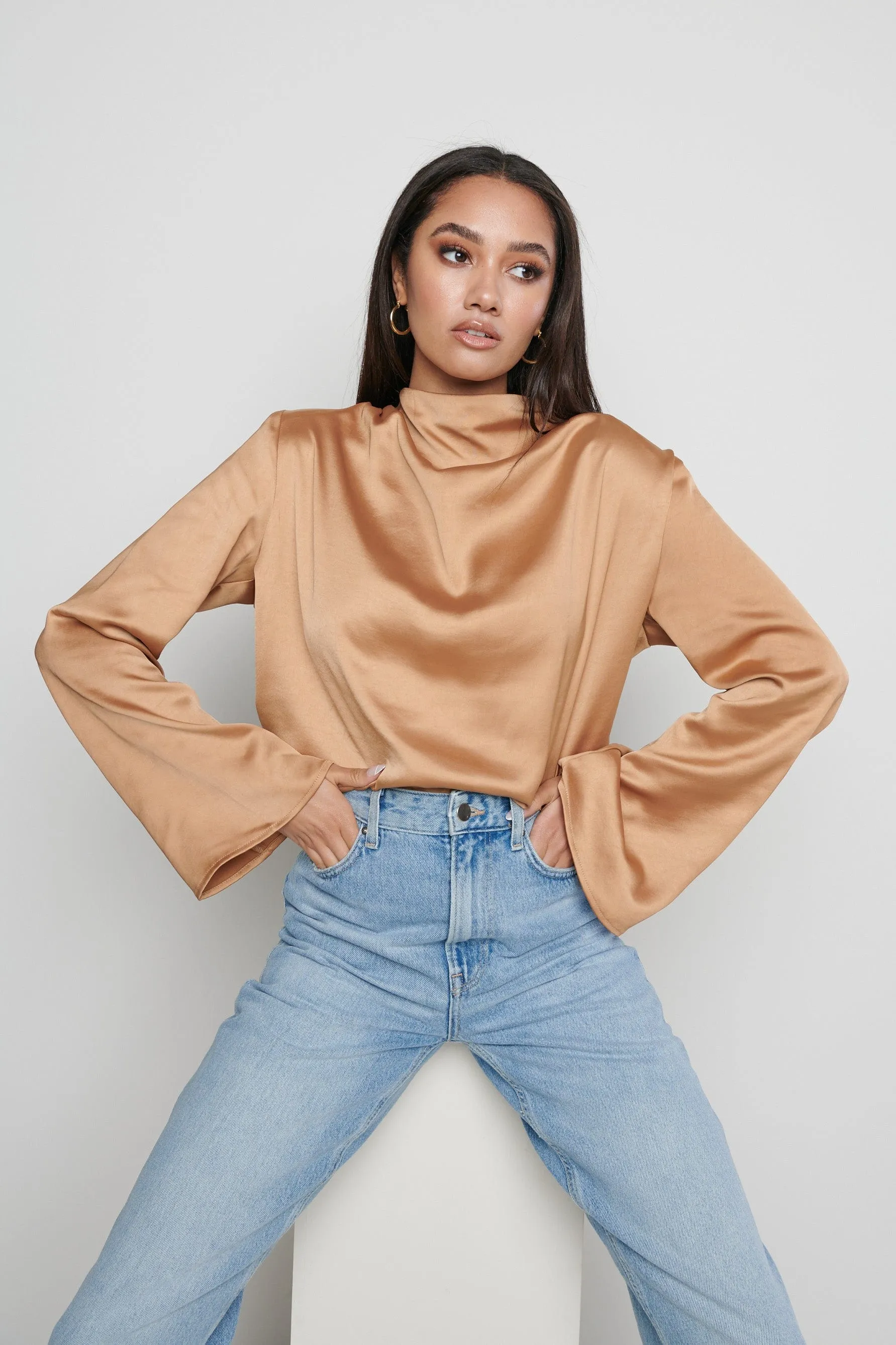 Jayda Cowl Neck Blouse - Brown sold by Pretty Lavish product image thumbnail 4