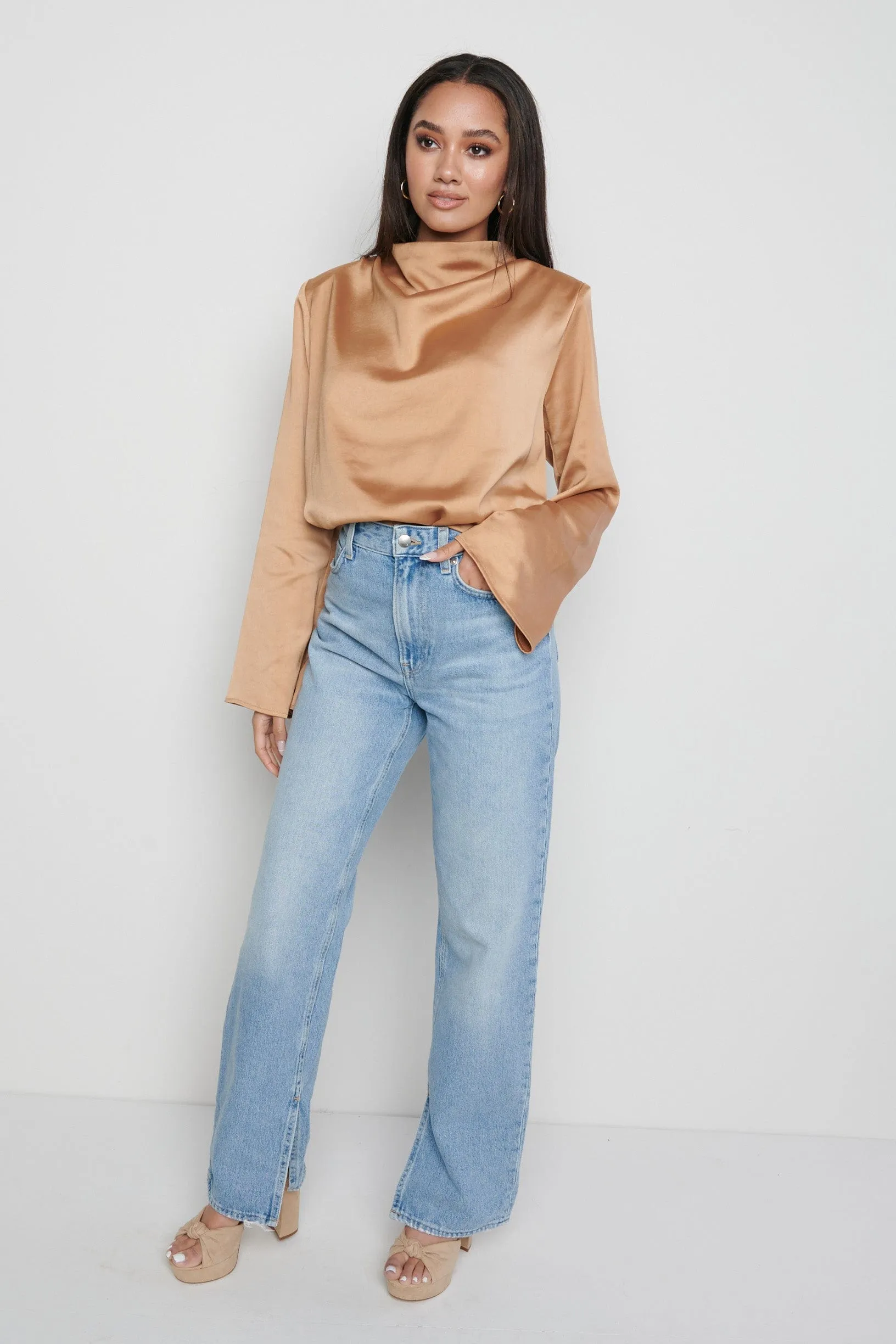 Jayda Cowl Neck Blouse - Brown sold by Pretty Lavish product image thumbnail 2