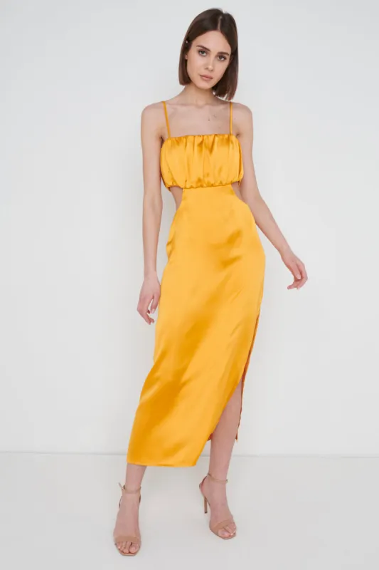 Ava Cut Out Bandeau Midaxi Dress - Tangerine sold by Pretty Lavish