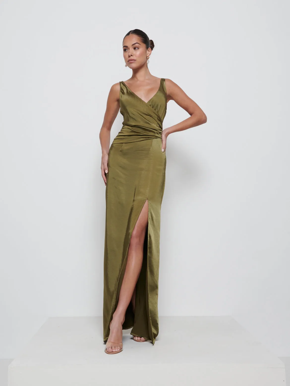 Esmee Wrap Maxi Bridesmaid Dress - Dark Olive sold by Pretty Lavish product image thumbnail 4