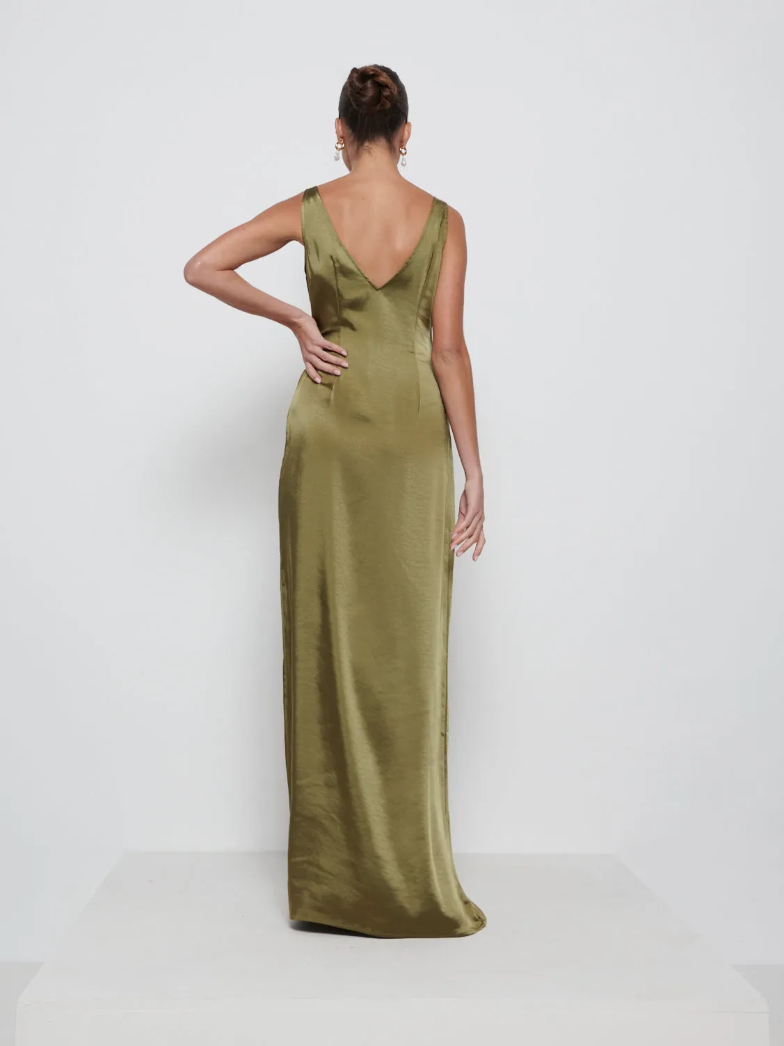 Esmee Wrap Maxi Bridesmaid Dress - Dark Olive sold by Pretty Lavish product image thumbnail 3