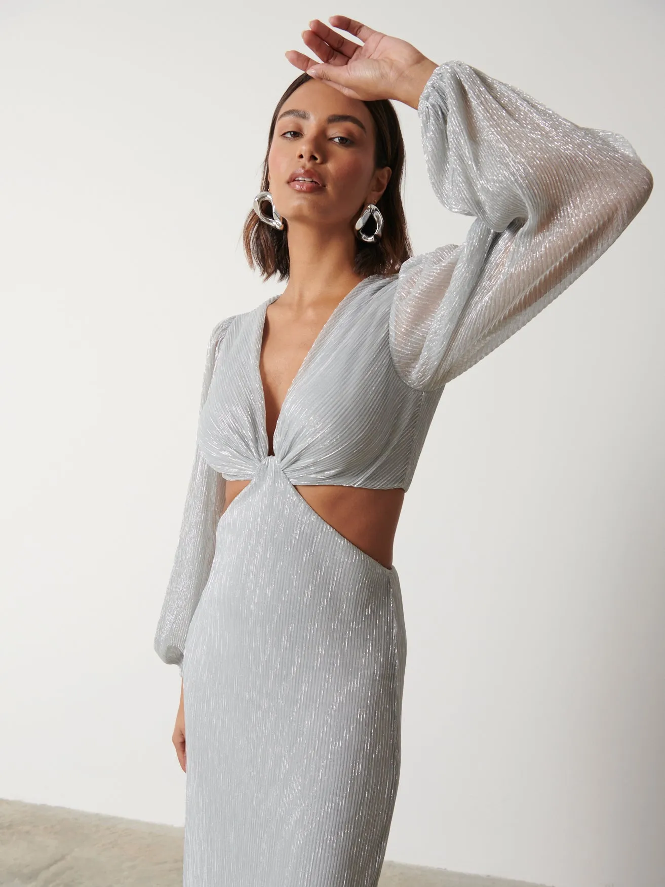 Zaya Plisse Metallic Maxi Dress - Silver sold by Pretty Lavish product image thumbnail 2
