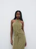 Luella Halterneck Maxi Dress - Olive sold by Pretty Lavish