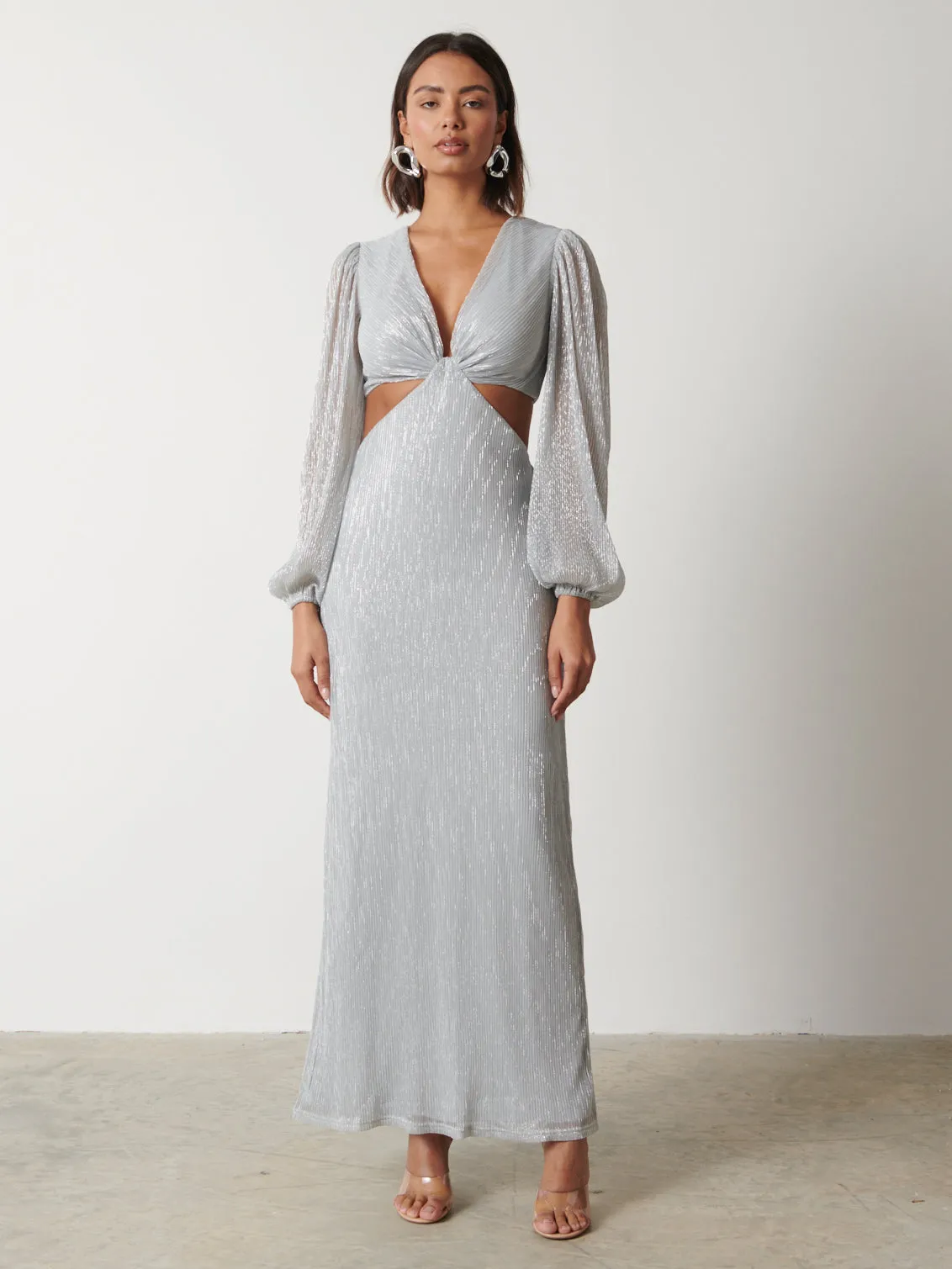 Zaya Plisse Metallic Maxi Dress - Silver sold by Pretty Lavish product image thumbnail 4