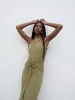 Luella Halterneck Maxi Dress - Olive sold by Pretty Lavish